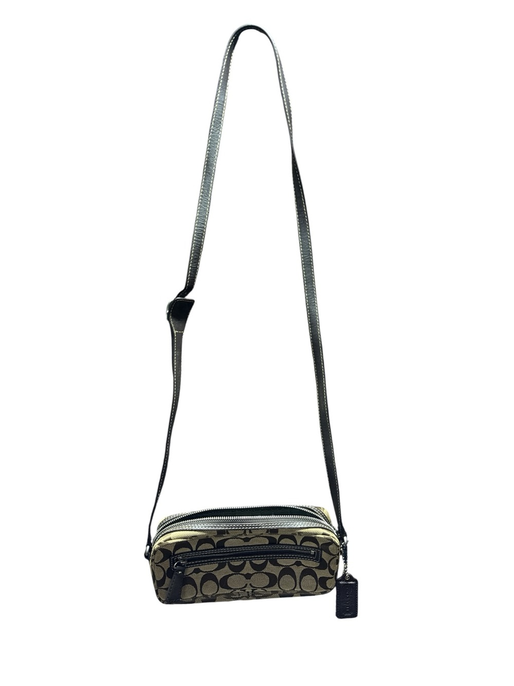 vintage Coach Signature canvas crossbody bag featuring a classic monogram